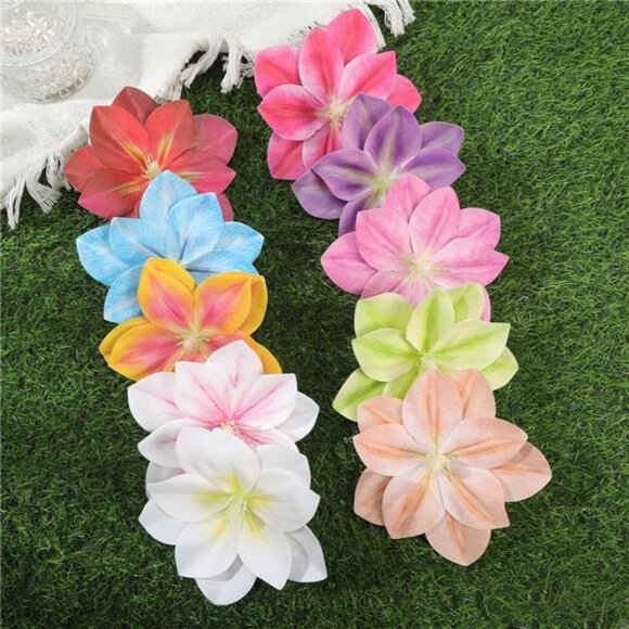 10 PCS Hawaiian Flower Hair Clips for Women Curved Edge Flower Hibiscus Hair main image 6